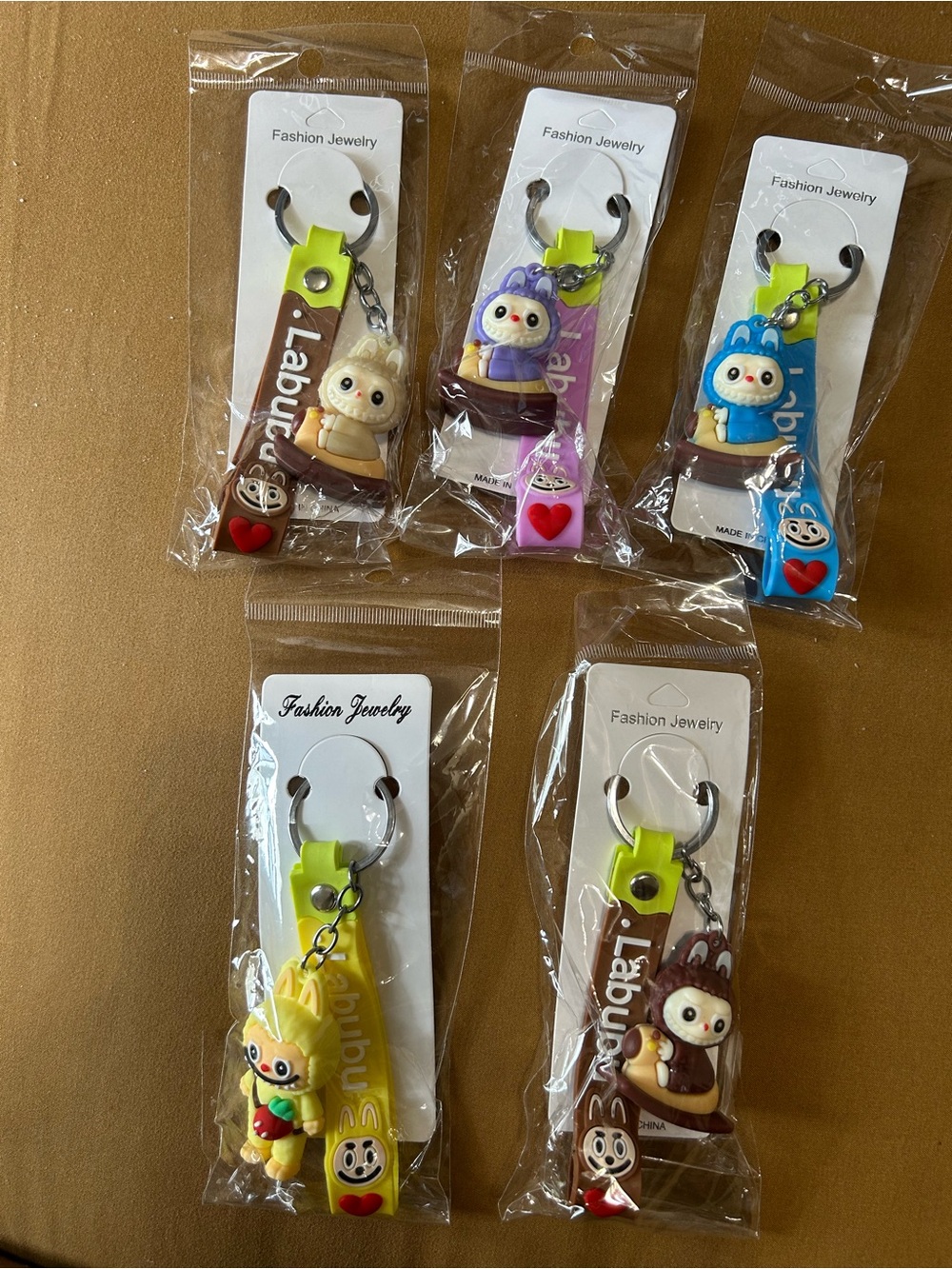 Kids Cute Labubu Keychain Toy - Yellow, Blue, Pink, Brown $12 each